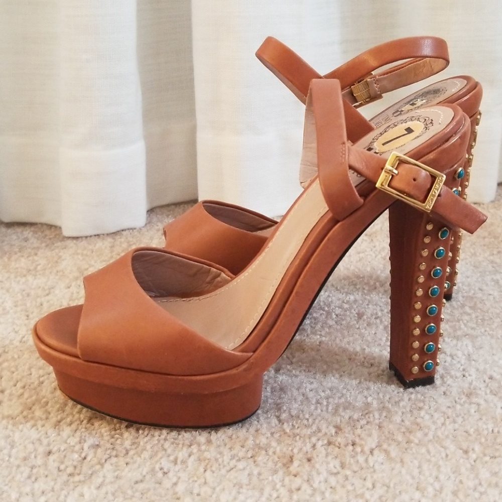 Vince Camuto Studded Leather Heeled Sandal